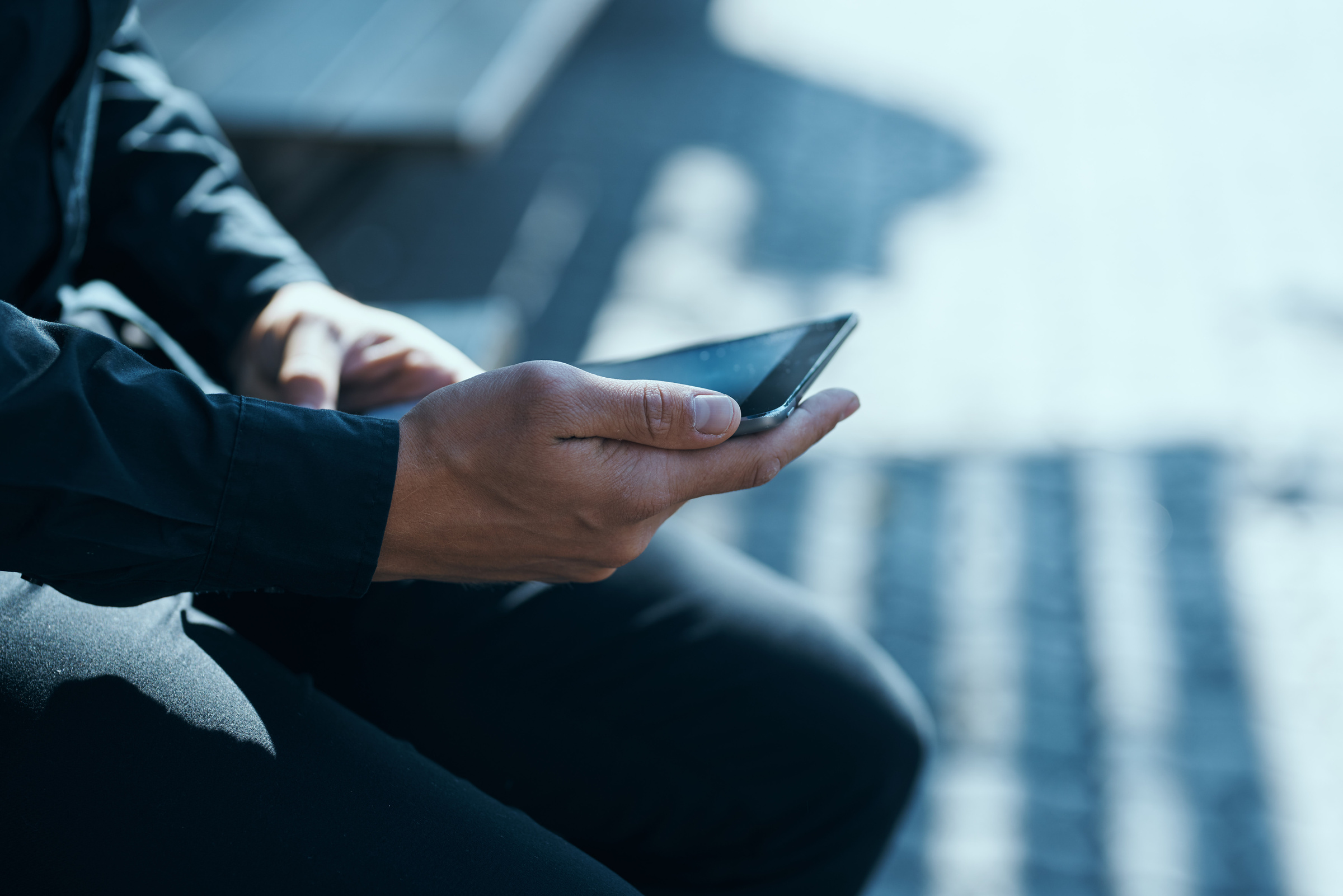 Manager with a Tablet in Hands Outdoors Technology Communication